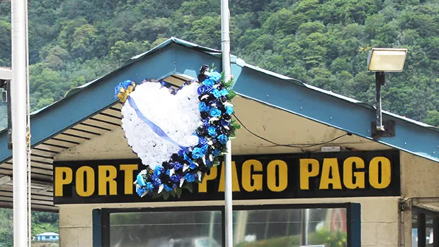 wreath at entrance to the Port of Pago Pago