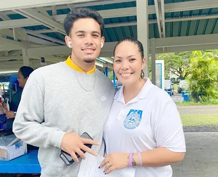 Prodieus Lutu-Fuga pictured with his mother Kimberly Lutu-Fuiava