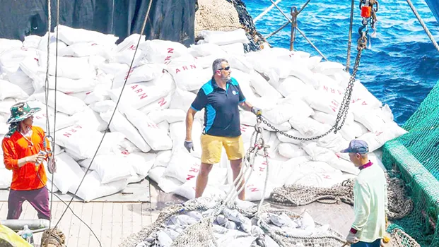 Purse Seiner vessel with fish on deck