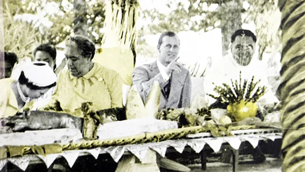 Queen Elizabeth II in Tonga with Queen Salote, Prince Phillip and then-Crown Prince Tungi