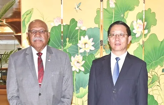 Fiji Prime Minister Rabuka and China’s Wang Yubo