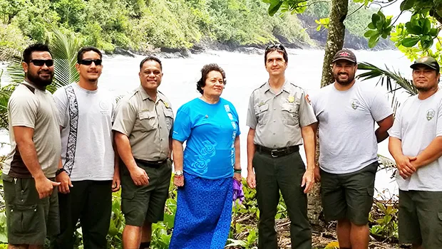 Rep. Amata with Sup. Scott Burch, Ranger Pua Tuaua, Jr. and hardworking maintenance crew