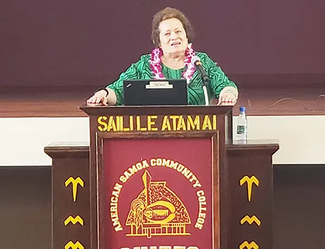 Aumua Amata in a file photo speaking at ASCC 