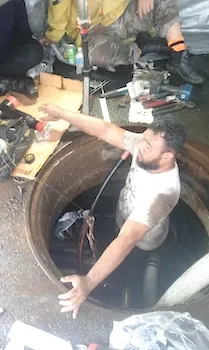 ASPA employee completing the repairs