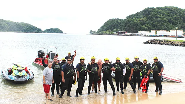 Pago Pago International Airport’s Aircraft Rescue and Fire Fighters (ARFF) crew at Utulei Beach on Tuesday, Dec. 17.