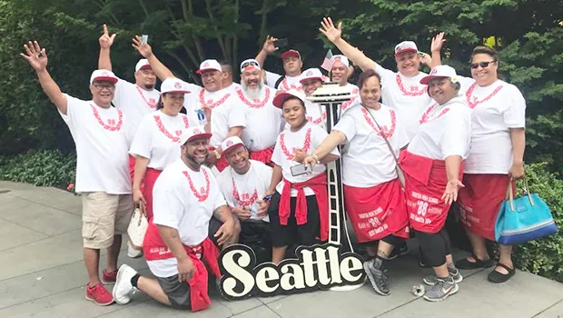 Some members of Faga’itua High School Class of 1988 pose for a photo at the Seattle reunion