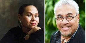 (left) Mavis Chloe Rivers (right) and her son, Grammy award winner La’auli Matt Catingub