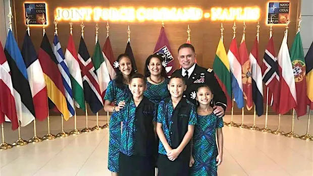 Colonel Filifaiesea Robert Lee Leiato, with his wife and children