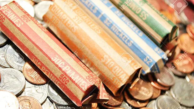Loose and rolled coins 