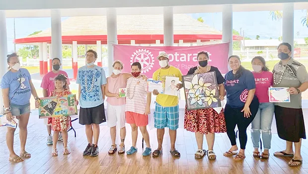 Art Contest winners with their work