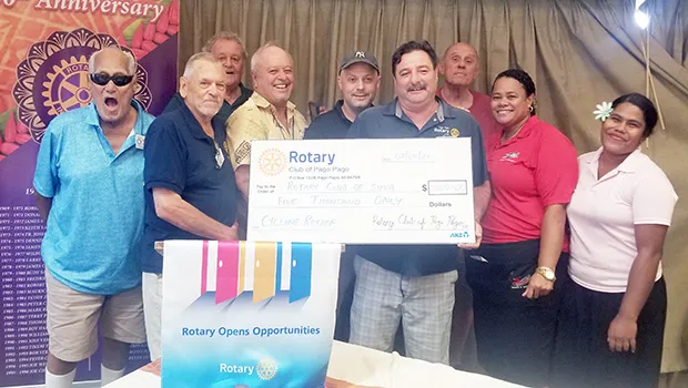 RCPP's President Frank Barron and some of the Past Presidents (Joe Yandall, Joe Weilenman, Taulapapa Will Sword, John Raynar, Peter Crispin) together with some local Fijian friends at Sadie’s by the Sea.