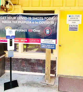 Covid-19 vaccine sign at LBJ hospital