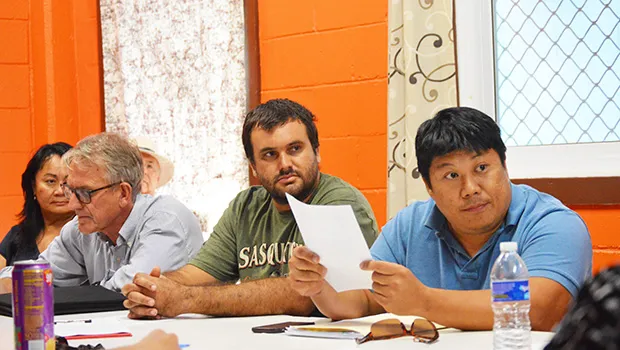 President of the Sailing Association of American Samoa Inc (SAASI), Genhall Manu'a Chen and other association members. 