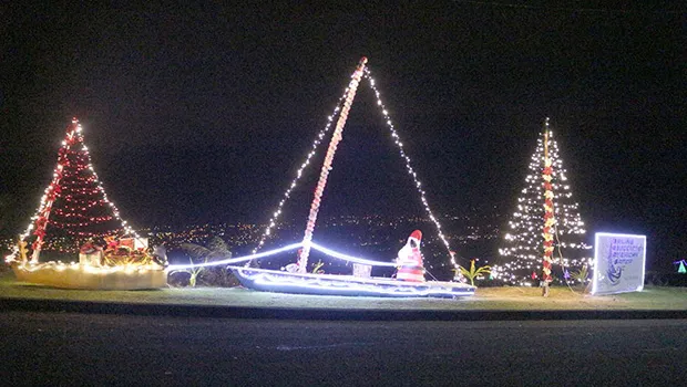 American Samoa Sailing Association’s Santa Claus at the Christmas display on Aoloau mountain 