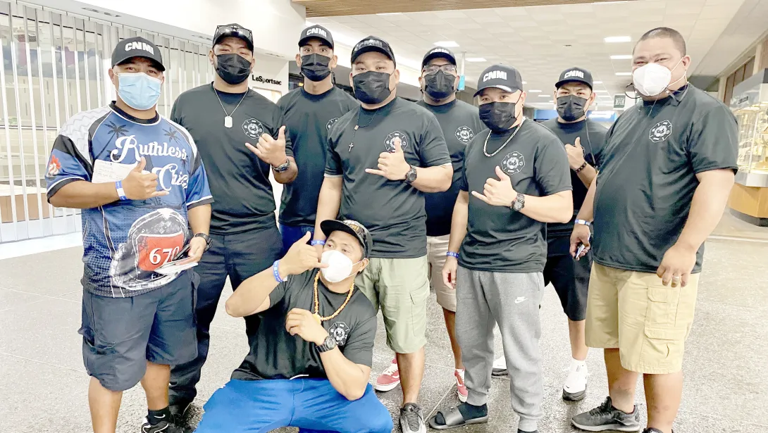 Saipan firefighters at Honolulu airport
