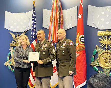 Salanoa with Christine Wormuth and Maj. Gen. Johnny Davis