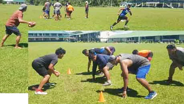 Samoa Gridiron players during a practice session