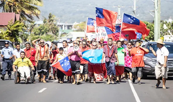 Demonstrators in Apia this week