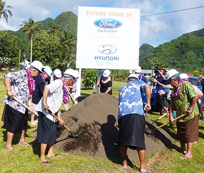 Gov. Lolo Matalasi Moliga and others breaking ground for new business building for  G.H.C Reid & Company 