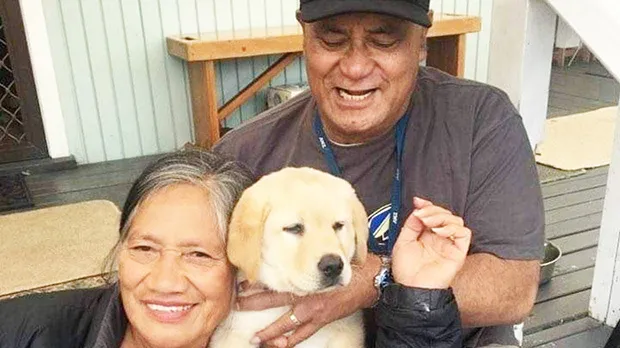 Tasi and Ioana Parker with their dog