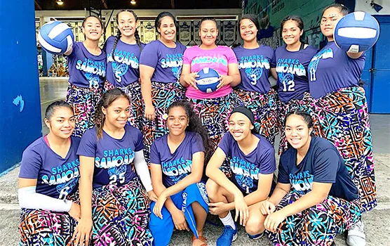 The front page photo of the Samoana High School girls volleyball team