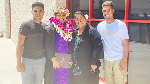 Saoimoana Fagaima with her mother and brothers