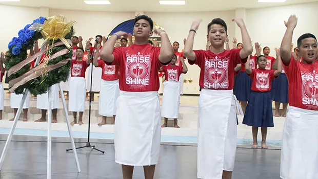 Samoa Baptist Academy students honoring Toa o Samoa