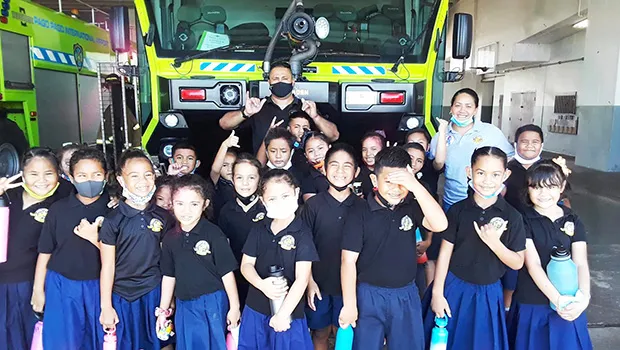 Samoa Baptist Academy students at the PPG fire station