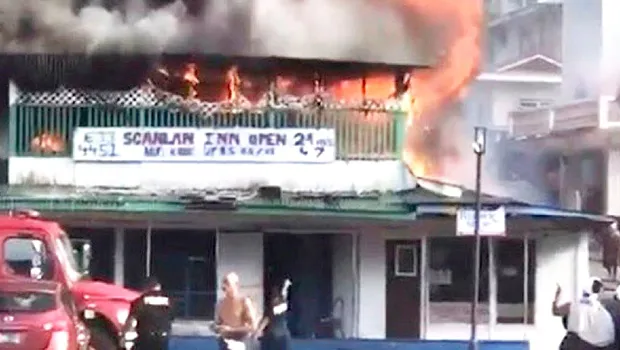 Scanlan building in Fagatogo on fire