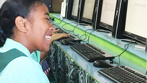 Student in computer lab