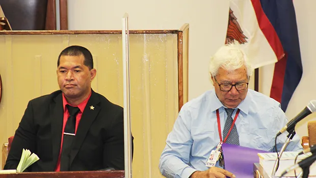 Faamisiona Galoia (left) and EMS Chief Galumalemana Popo Avegalio 