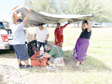 A broadband seismometer being installed on Ta‘u island