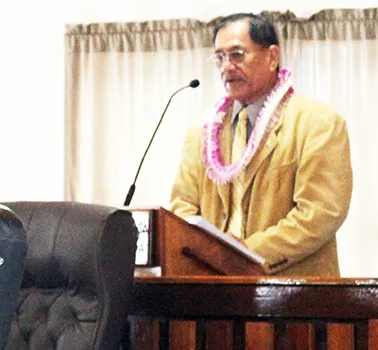 Sen. Magalei Logovi’i  at podium. 