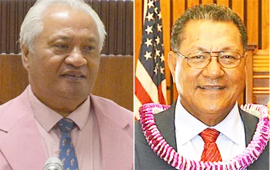 House Speaker Savali Talavou Ale (left) and Senate President Gaoteote Palaie Tofau (rught)