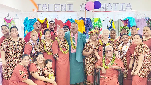 Capstone Assembly of God Church members with completed sewing projects