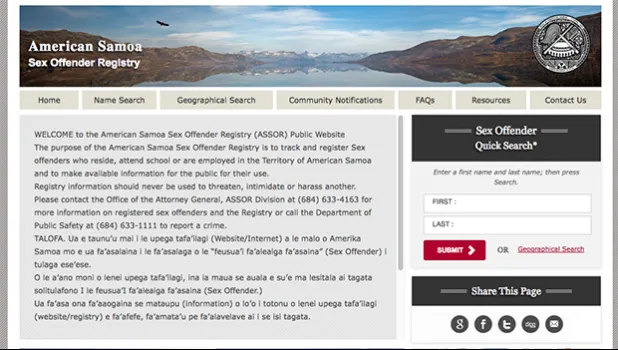 Sex offender registry website