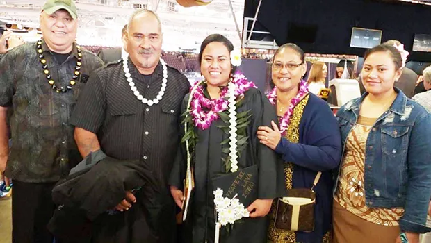 Soaalii Leah Moliga with her parents and other family members