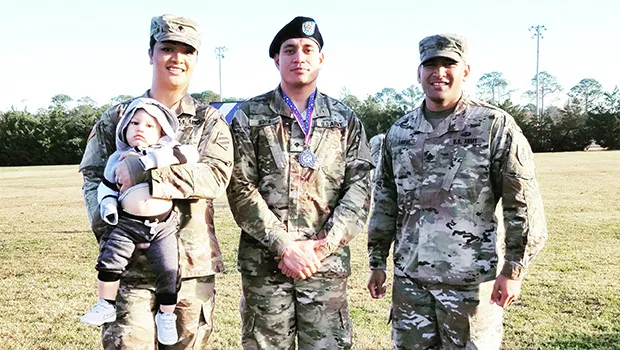 SPC Arrianna Princess Auva'a of Malaeloa with Mr. Kyren Thomsen, SPC  Soapy J. Ifopo of Tafuna, and SSG Joey Taiese of Aunu'u