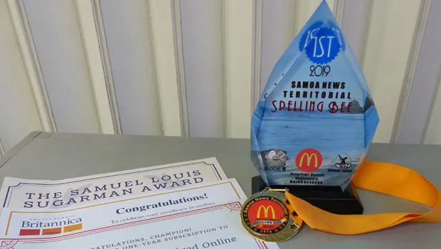 First place trophy for 2019 Samoa News Territorial Spelling Bee