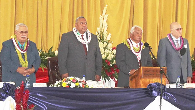 Senate President Tuaolo Manaia Fruean, Gov. Lemanu Peleti Palepoi Sialega Mauga, House Speaker Savali Talavou Ale, and Chief Justice Michael Kruse