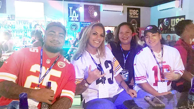 Local sports fans watching the Super Bowl