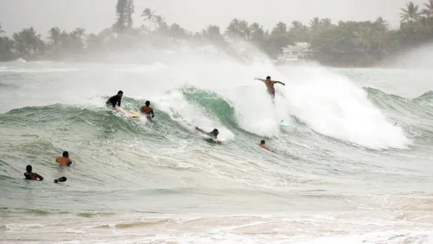 Surfers in in Laie, Hawaii