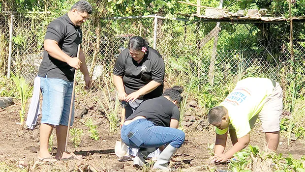 Tafuna Elementary teachers planing in the school's garden