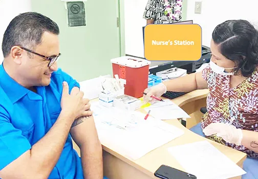 Task Force chairman, Lt Governor Talauega, getting vaccinated
