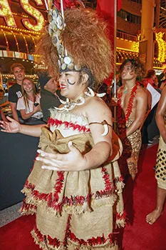 A Taupou greeted rugby fans