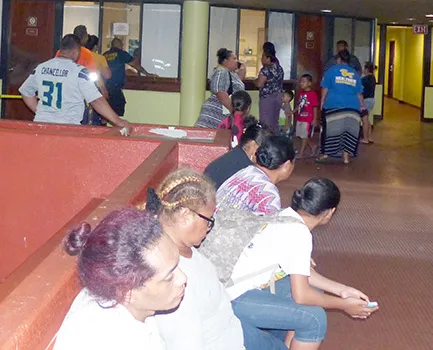 People waiting in line to get tax refunds