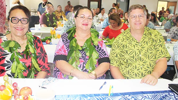 Human Resources director Eseneiaso Liu, ASG Budget Office director Catherine A. Saelua, and Territorial Bank of American Samoa chief executive officer, Drew Roberts