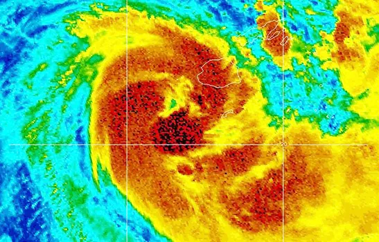 Visible infra-red satellite imagery of Cyclone Sara