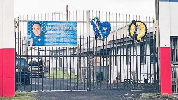 Weaths on TCF front gate honoring Corrections Officer Esau Leuluaialii