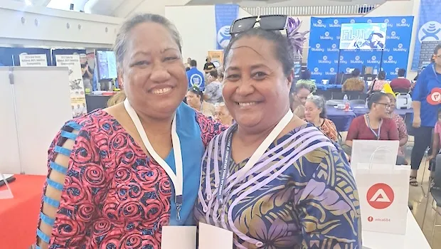 Teachers at tech booth